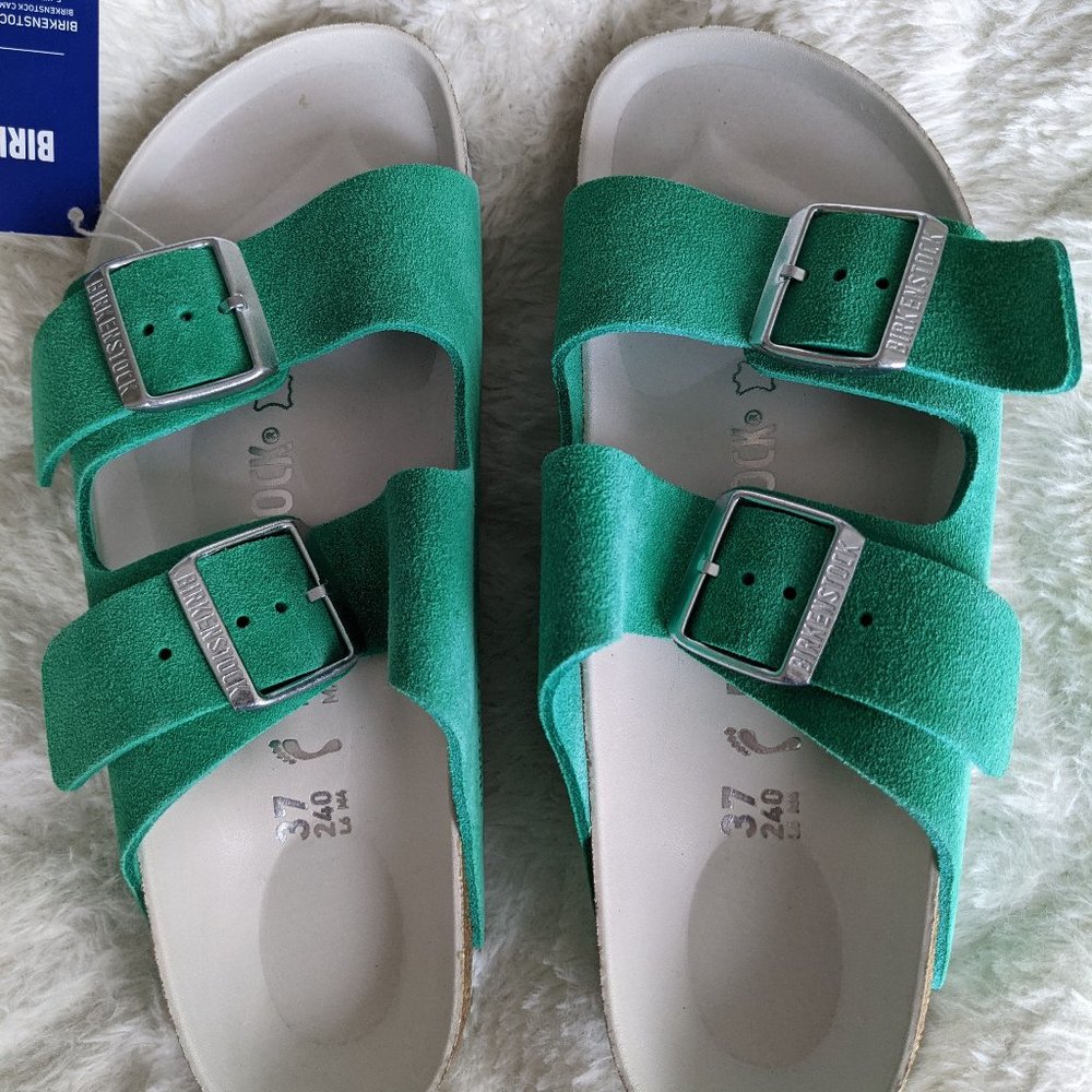 [NWT] Birkenstock Arizona Emerald Suede 37